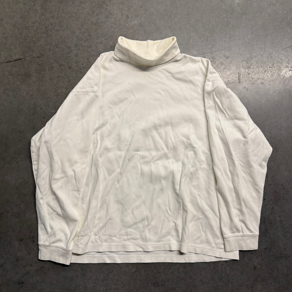 LL Bean Mens XL Cream Off White Long Sleeve Turtleneck Cotton Shirt